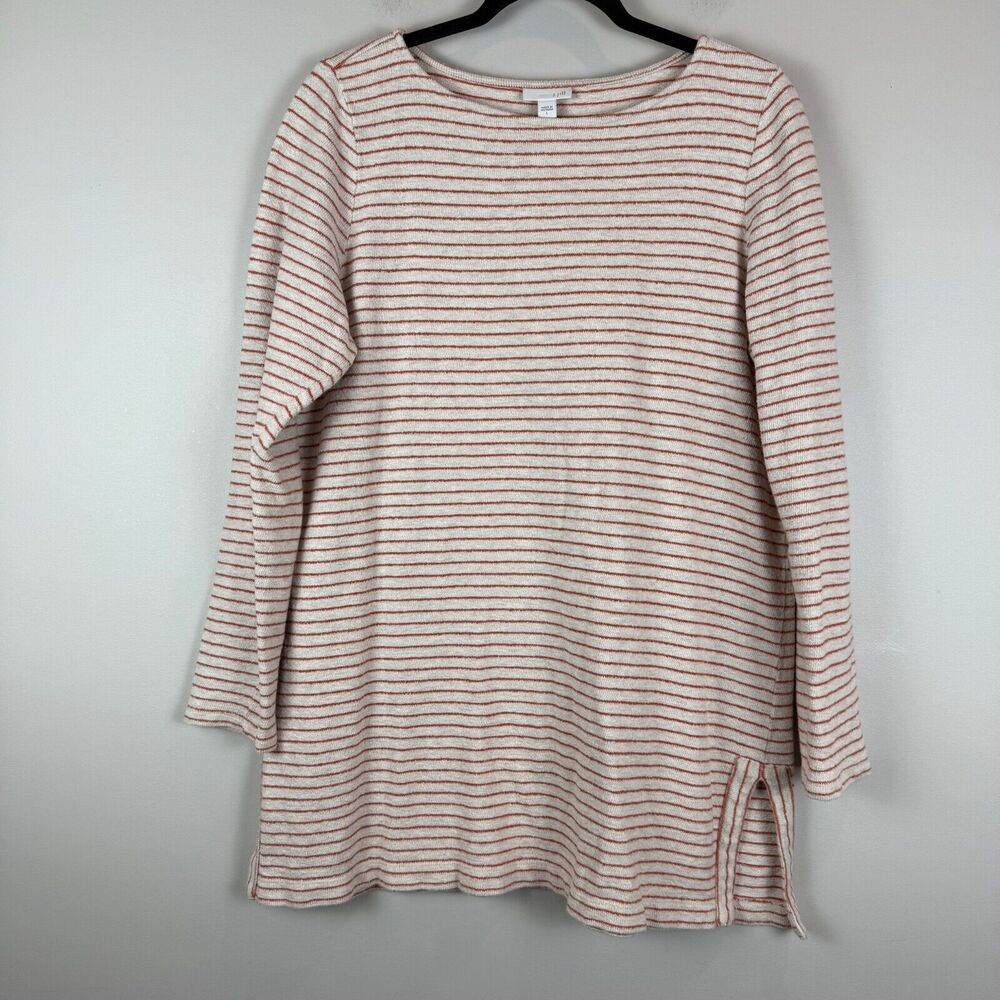 J.Jill Sweater Women's Large Striped Knit Tunic Long Sleeve Classic Cozy Mature
